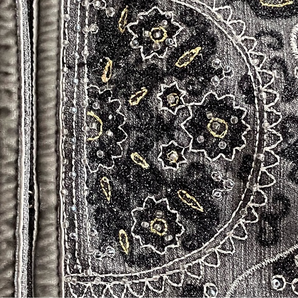 EUC Chicos Platinum grey denim jacket w/beaded embellishment - Picture 4 of 10